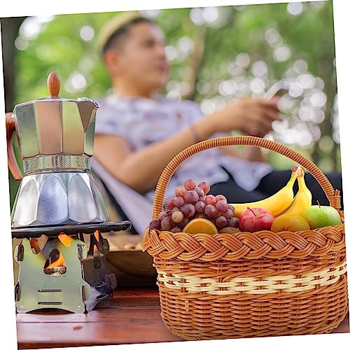 Outanaya Imitation Rattan Woven Basket Decorative Storage Basket for Home Kitchen and Outdoor Picnics Lightweight Multipurpose Design Rustic Style for Organizing - Image 3