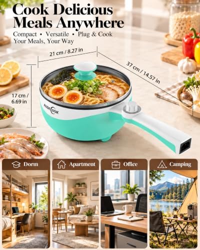 Audecook Electric Hot Pot Portable Nonstick Ramen Cooker Adjustable Power - Image 4