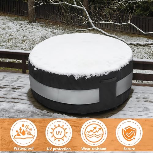 Round Patio Furniture Cover Black Grey Waterproof Up to 10000pa for 32 x 28 Inch Outdoor Round Table Covers - Image 7