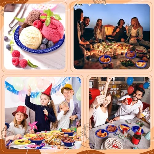 30 Pack 12 oz Blue Disposable Plastic Bowls Dessert, Ice Cream, Salad, Soup Serving Cups for Party, Picnic, Food Snacks (Blue) - Image 7