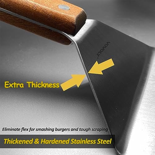 Stainless Steel Metal Spatula, Long Griddle Spatula, Hamburger Smasher Turner Scraper - Pancake Flipper - BBQ Turner and Flat Top Griddle Fliiper - Commercial Grade,3x8 inch - Image 5