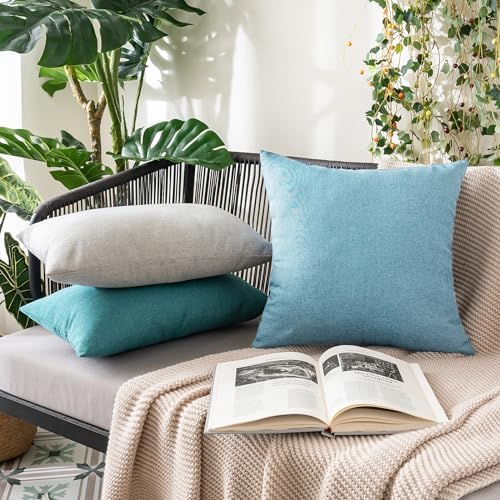 MIULEE Decorative Outdoor Pillow Covers Waterproof 16x16 Blue Gray - Image 5