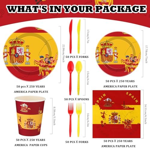 FoldTier 350 Pcs Spanish Flag Party Supplies Serves 50 - Image 4