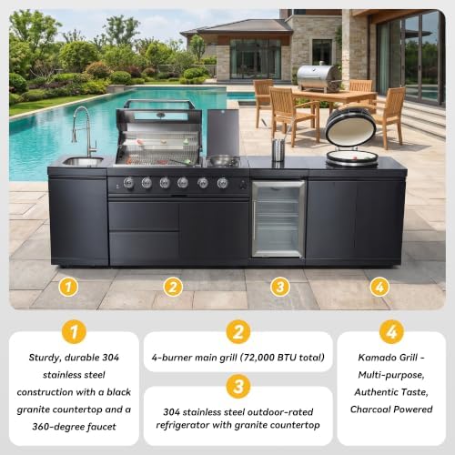 118" Outdoor Propane Gas Kitchen Island 4-Burner Grill, 304 stainless Steel - Image 5