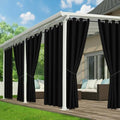 Black Outdoor Curtains for Patio Waterproof, 6 Drape Panels by RichSets