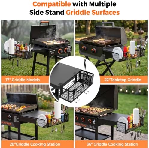 HOUSE AGAIN Grill Caddy for Blackstone Griddles, BBQ Organizer with Paper Towel Holder, Utensil Holder & Hooks, Outdoor Grill Storage Caddy for Condiments, Picnic Accessories Organizer, Camping & RV - Image 5