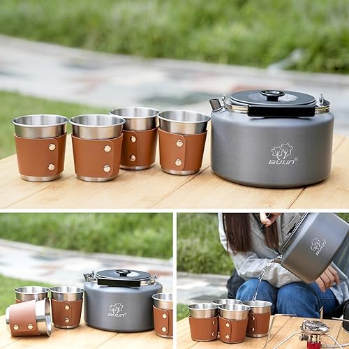 Bulin Camping Kettle, 2.2L Large Portable Camp Tea Coffee Pot With 4 Cups - Image 5