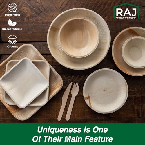 Raj Bamboo Bulk Bowls 7" 200 Square Bowl Bamboo Bowls Disposable, Decorative Compostable Tableware for wedding, Lunch, Dinner, Birthday, Camping, Outdoor BBQ, Picnic - Image 5