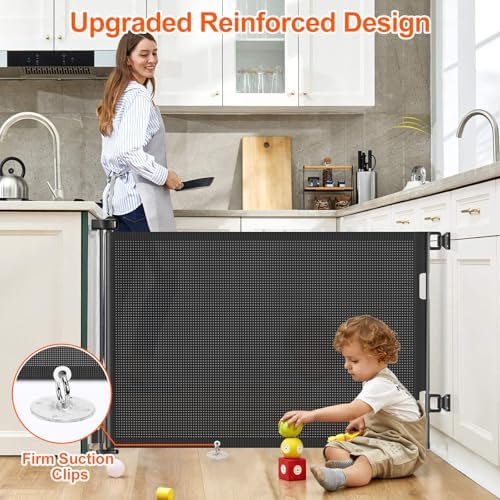EZIGO 55 Inch Retractable Baby Gates Extra Wide Reinforced Baby Dog Gate - Image 3