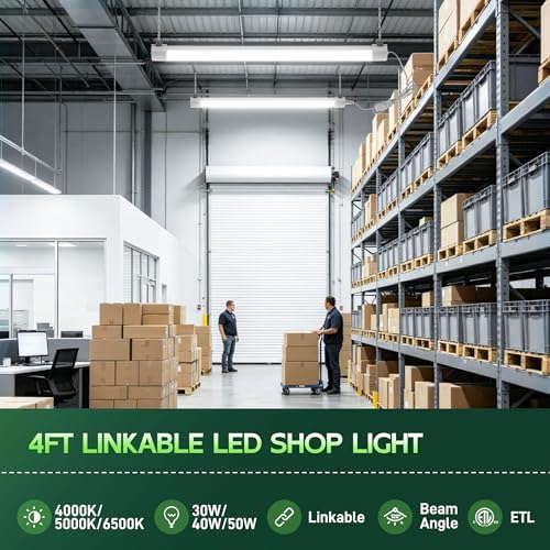 Hlite 4FT LED Shop Light with Power Cord 5000LM,3 Power Level&3CCT,6 Pack - Image 2