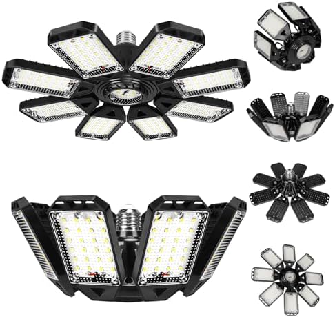 Aoretic LED Garage Lights 8 Panels 2 Pack -220W, 22000LM 6500K Led Shop Light with 8 Deformable Panels, Basement Barn Light Garage Ceiling Lights by Aoretic