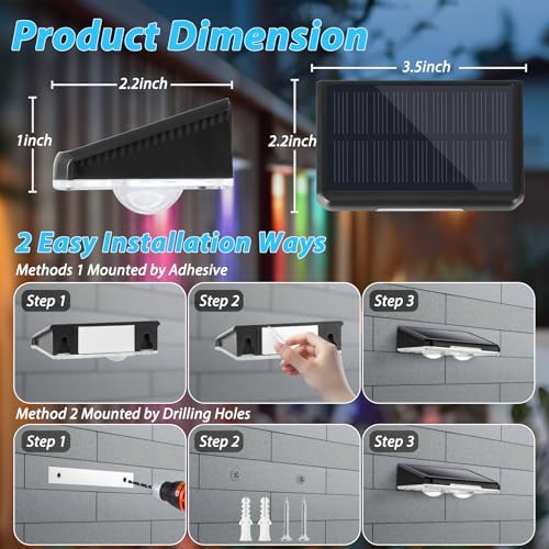 Brightever Solar Fence Lights Black 16-Pack, Color Changing & 7 Fixed Color - Image 5