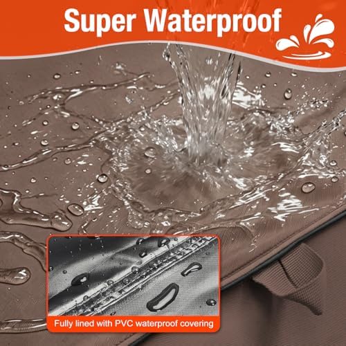 Foldable Grill Cover for Traeger 20 Series Wood Pellet, Waterproof 600D Heavy Duty Wood Pellet Smoker Cover, Fade＆Tear Resistant Pellet Grill Cover for Recteq 340 Grills Junior,Coffee - Image 7