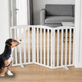 Freestanding Dog Gate Indoor,Doggie Gate Foldable Dog Gates for Doorways,Stairs or Hallways, Wooden White Pet Gate for The House, Pet Fence with Support Feet Included,32 "Height-3 Panels by SFJC
