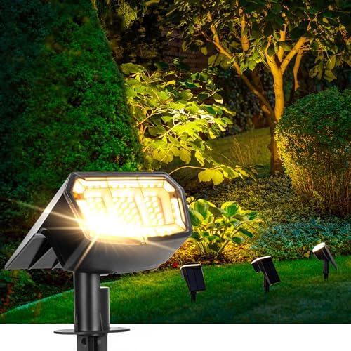 AUDERWIN Solar Spot Lights Outdoor Waterproof, 4 Packs, Warm White by AUDERWIN