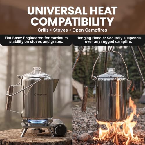 KingCamp Percolator Coffee Pot,304 Stainless Steel with Wood Handle,9 Cup - Image 5