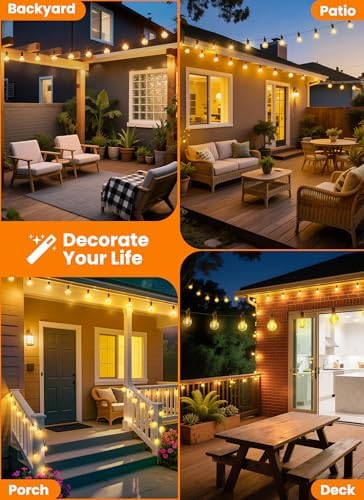 Outdoor String Lights, 25FT 12 LED Bulbs String Lights, IP65 Waterproof Connectable G40 Outside Patio Light for Backyard Porch Balcony Garden Decor Christmas Camping Gazebo - Image 6