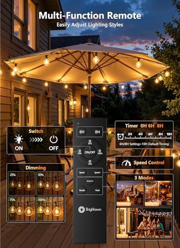 100Ft Outdoor String Lights with Remote, Dimmable G40 LED Bulbs, Waterproof - Image 4