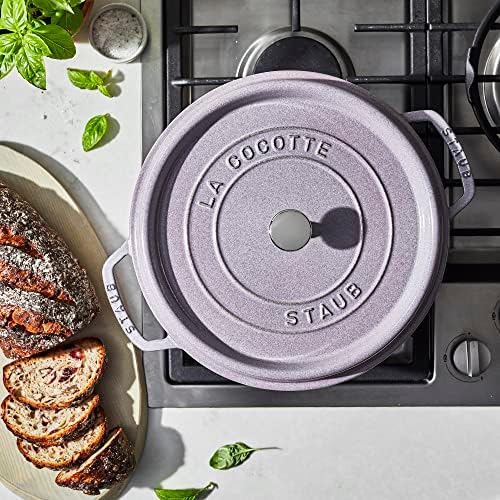 STAUB Cast Iron 7-qt Round Cocotte - Lilac - Image 4