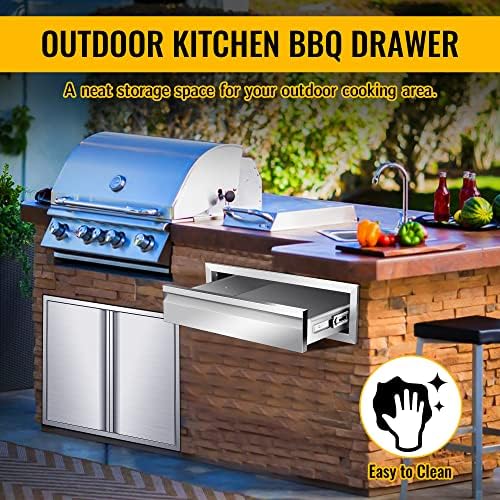 Outdoor Kitchen Drawers 24" W x 6.5" H x 23" D Inch Stainless Steel Flush Mount BBQ Single Drawers for Outdoor Kitchen Island, or Patio Grill Station - Image 6