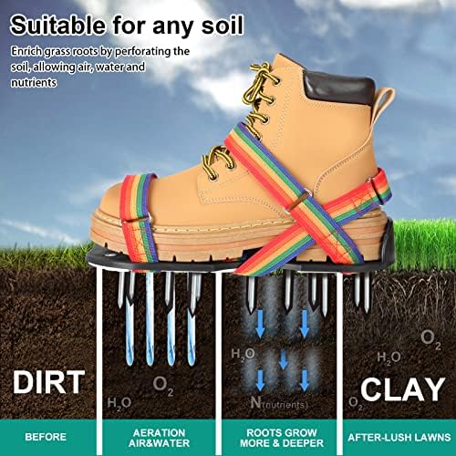 Lawn Aerator Shoes for Grass - Pre-Assembled Grass Aerator Shoes for Lawn - Soil Yard Aerator Tool for Aerating Patio Garden, Colorful, Medium Size - Image 5