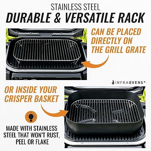 Stainless Steel Rack for Ninja Woodfire Outdoor Grill Pro XL, Pro Connect XL, OG850 OG951 Wood Fire Electric Master Grill Air Fryer Accessories, Dishwasher Safe, by INFRAOVENS - Image 3