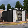 Aoxun 10x12FT Shed with Floor Galvanized Steel Outdoor Storage Shed Black by Aoxun