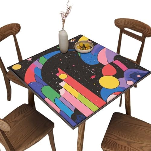 Square Card Tablecloth, Modern Geometric Pattern Printed on Oilproof Outdoor Dining Table Cover, Ideal for Weddings Birthdays Events, Fit for 44" x 44" Square Tables by JRBSZMI2