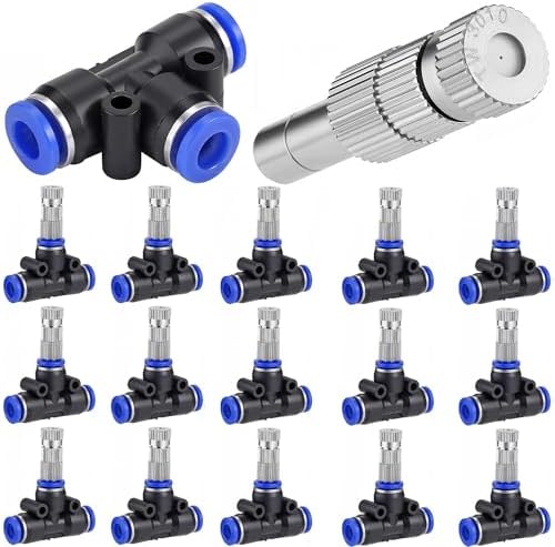 30 Pcs Brass Misting Nozzles Mister & 1/4" Water Misting Nozzle Tees Kit by Mornajina