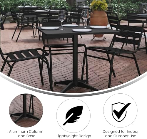 Flash Furniture 31.5 in Indoor/Outdoor Square Table with Base, Black - Image 4