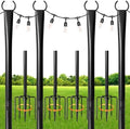 MuliVid 4 Pack String Light Poles for Outdoor,Metal Light Hanging Pole Outside with Fork,Light Stand for Patio, Pergola, Garden, Backyard, Yard, Camping Party (4 Pack) by Unknown