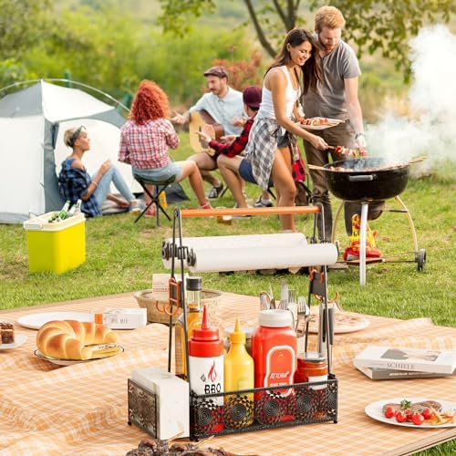 EKNITEY Outdoor Grill Caddy Organizer: BBQ Caddy with 2 Paper Towel Holders - Image 5