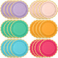 48 Pcs Candy Rainbow Paper Plates 9 Inch Scalloped by Tiangrid