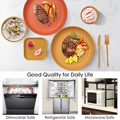 48 Pcs Dinnerware Sets, Unbreakable Plates and Bowls Sets, Reusable Dinnerware Sets for 4 People, Travel Camping Picnic Home Party Cutlery Set, Dishwasher Microwave Safe Dishes - Image 5