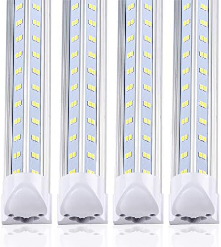 (10-Pack) 8ft LED Shop Light Fixture,V Shape 100W 18500LM 5000K (Daylight White),8 Foot, 96'' T8 Integrated LED Tube, Linkable Led Bulbs for Garage, Warehouse, Plug and Play, Clear Lens by BSKBESTKA