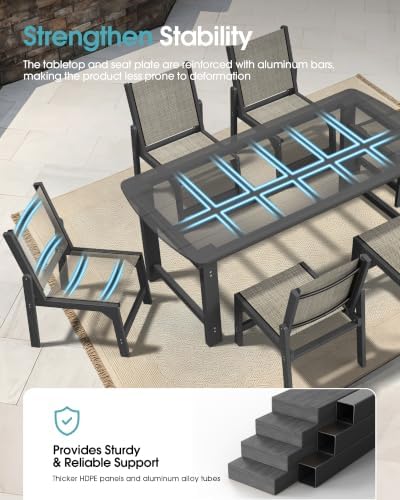 Ciokea HDPE Outdoor Dining Chair of 2, Patio Stackable Porch Chairs, Grey - Image 4