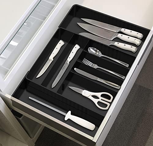 Simple Houseware Expandable Kitchen Drawer Flatware Organizer, Black - Image 5