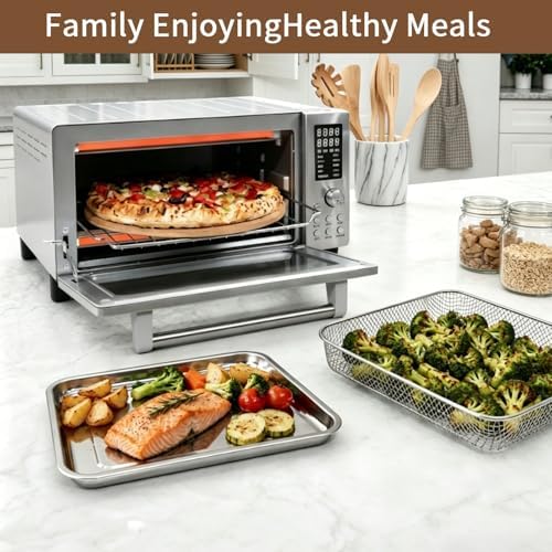 4 IN 1 Set Baking Pan Basket Crumb Tray Cooling Rack for Nuwave Bravo Pro 21 Qt Smart Air Fryer Convection Toaster Oven, Air Fryer Grill Pan Plate Crisper Plate Accessories Replacement Parts - Image 7