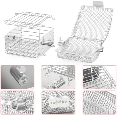 onlyfire Stainless Steel Rotisserie Basket Set BBQ Grilling Baskets, 2pcs - Image 3