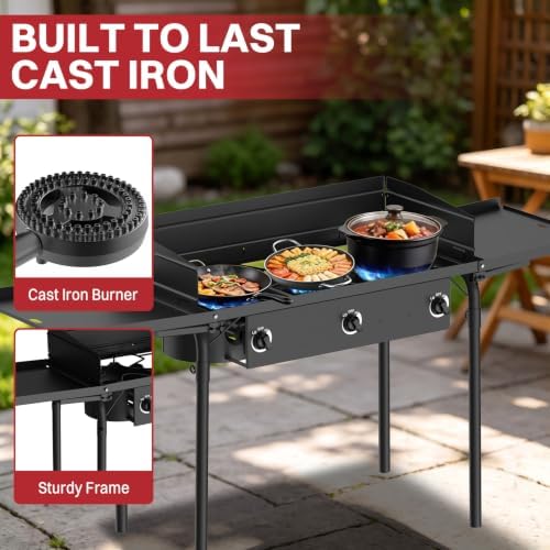 3 Burner Propane Camp Stove | 225,000 BTU | High Pressure Gas Burners - Image 6
