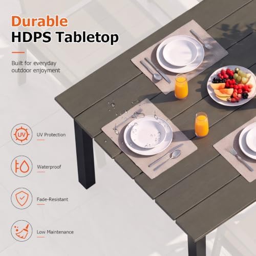 LazySunsets Outdoor Dining Set with Umbrella Hole (Charcoal, 7 Piece) - Image 6
