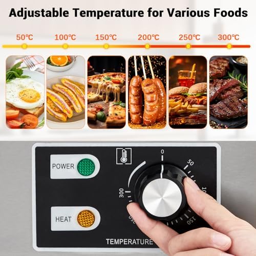 Takywep 21" Commercial Electric Griddle, Stainless Steel Countertop Griddle, Electric Flat Top Grill With Shovel Brush, Restaurant Teppanyaki Grill Cooking Equipment, Temperature Control 50°C - 300°C - Image 4