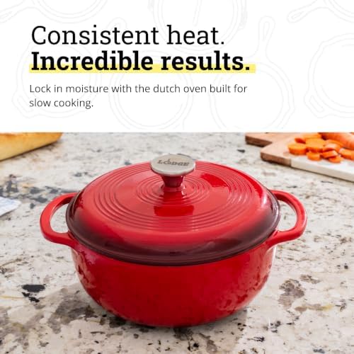 Lodge Essential Enamel Cast Iron Dutch Oven, 4.5 Quart, Island Spice Red - Image 3
