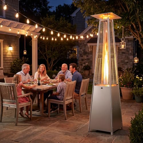 Tangkula 45000 BTU Pyramid Patio Heater with Wheels & Zippered Cover - Image 3
