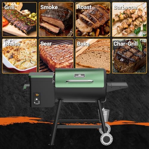 Electric Pellet Grill 456 SQ.IN Cook Area Pellet Smoker with Auto Feed & PID Controller 500°F Max Temperature 8 in 1 BBQ Grill with Meat Probe & Side Table with Hooks Perfect for Outdoor BBQ - Image 7