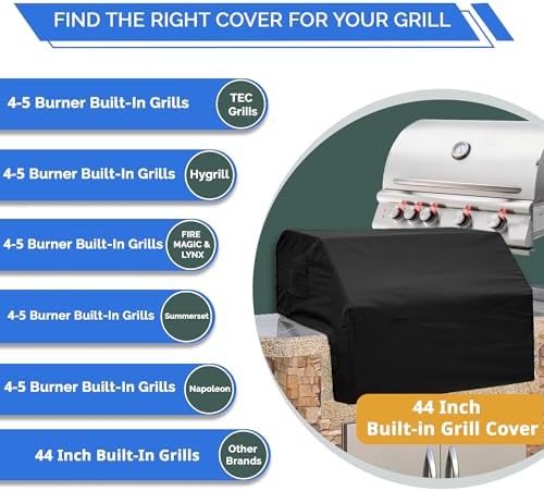 Covers & All Built-in Grill Cover for Outdoor Grill – Heavy Duty 12 oz Waterproof Built-in BBQ Grill Cover, PVC-Coated Polyester with Elastic Hem for Snug Fit (44 x 26 x 24 inches, Black) - Image 3