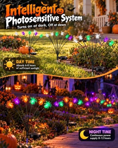 OZS 6Pack 36LED Spider Solar Halloween Decorations Outdoor - Image 3