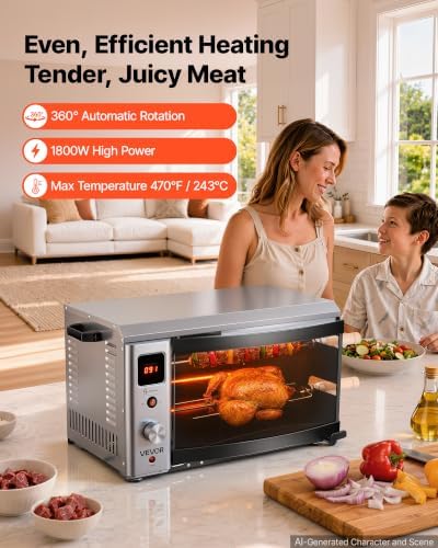 VEVOR Countertop Vertical Oven Brazilian Flame 2 Auto Rotating Skewers - Image 2