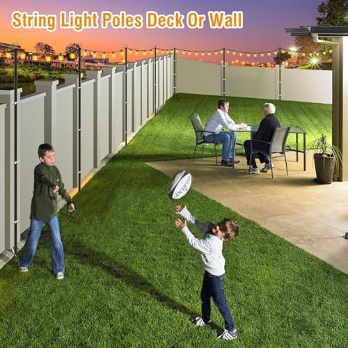 AILBTON 10Ft Exterior Light Poles 10 Pack, Durable Metal String Light Posts for Outdoor Use, Equipped with Fixed Brackets for Yard, Terrace, Backyard and Garden Lighting Decor - Image 5
