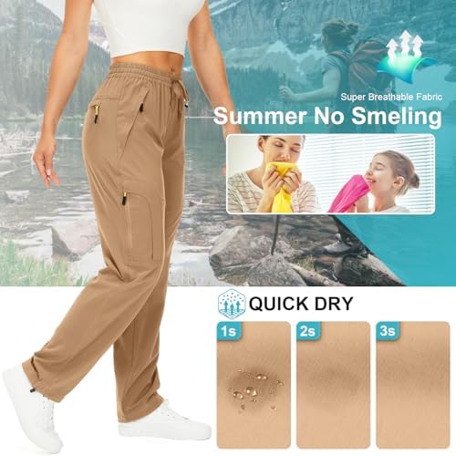 Toomett Women‘s Hiking Cargo Pants UPF 50 Quick Dry with Zipper Pockets - Image 3